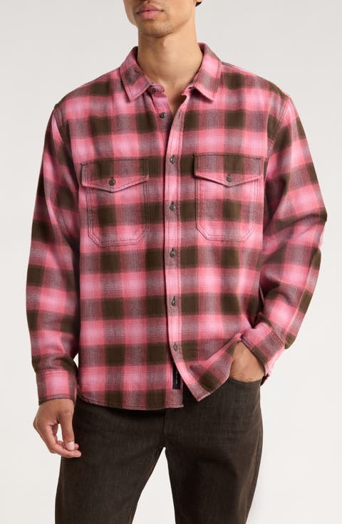 Bixby Ombre Check Cotton Flannel Button-Up Shirt