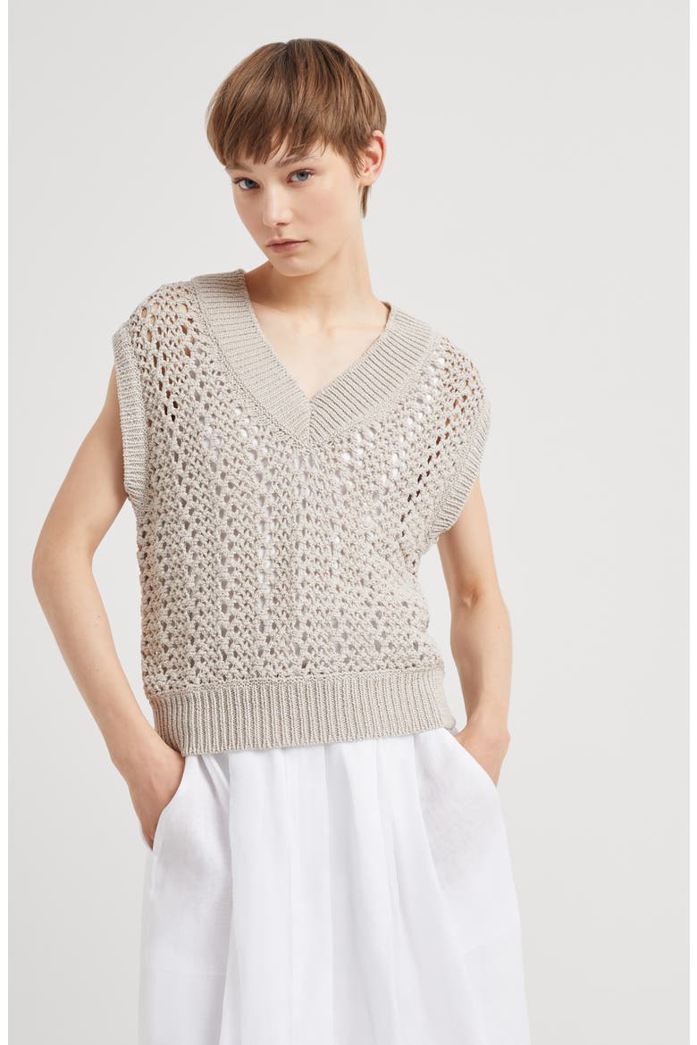 Mesh knit top, Alternate, color, Light Grey