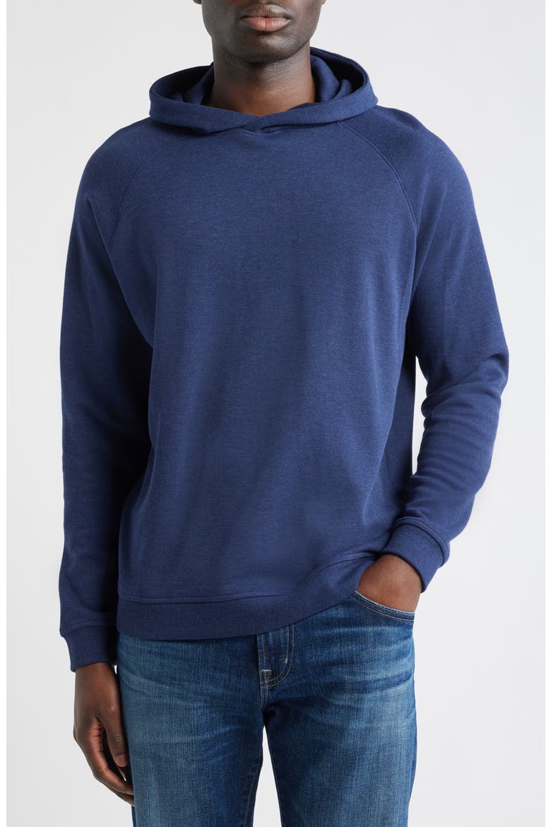 Crown Comfort Cotton Blend Piqué Hoodie, Main, color, NAVY