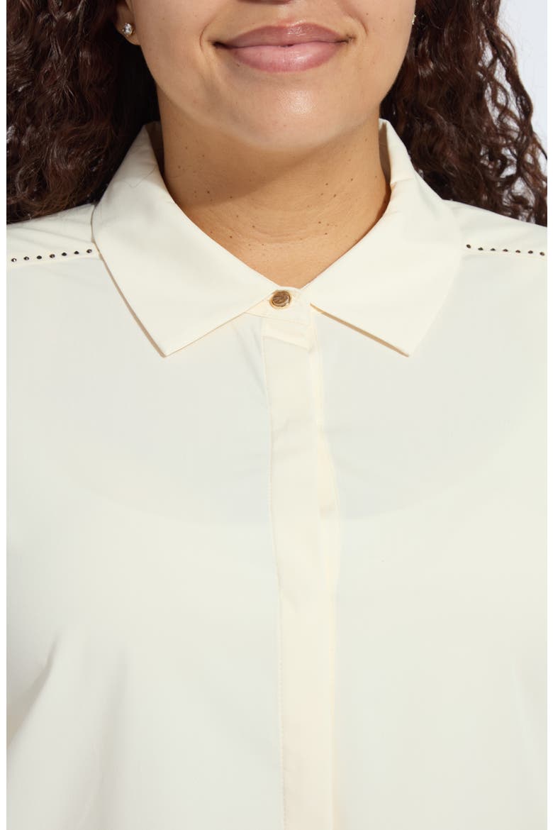 Rackel Embellished Button-Up Shirt, Alternate, color, MACADAMIA