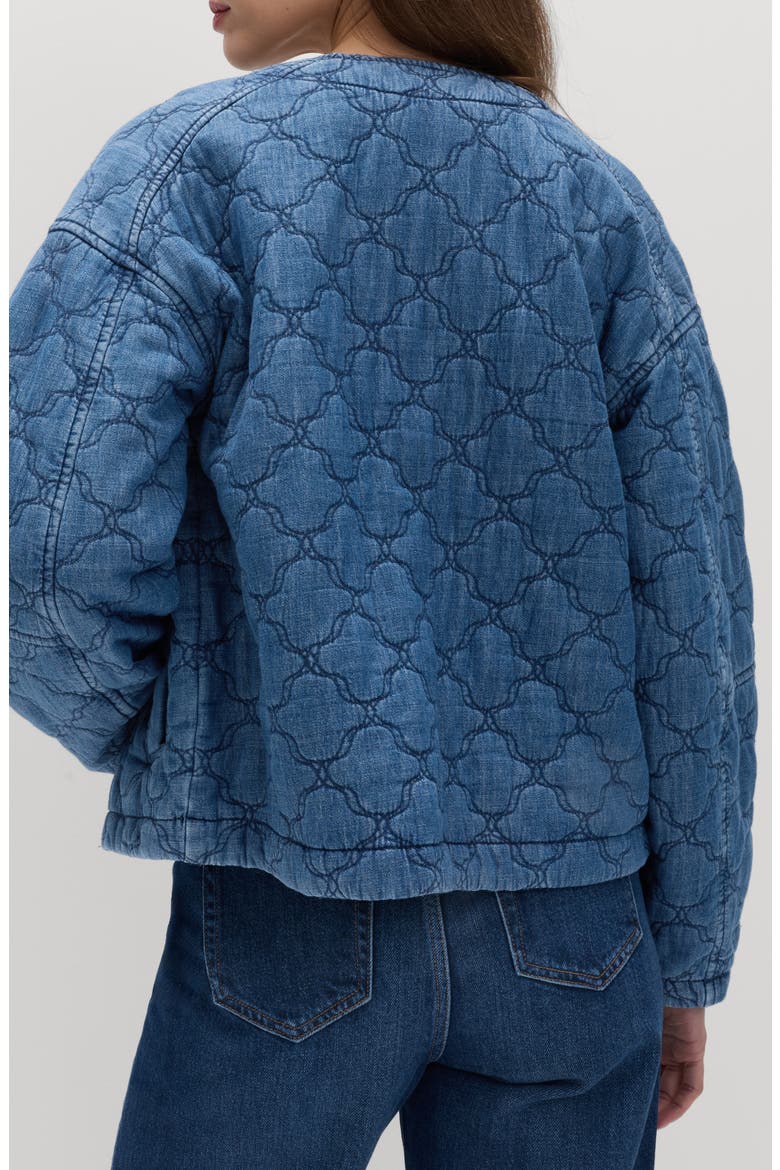 Quilted Denim Jacket, Alternate, color, LIGHT INDIGO BLUE