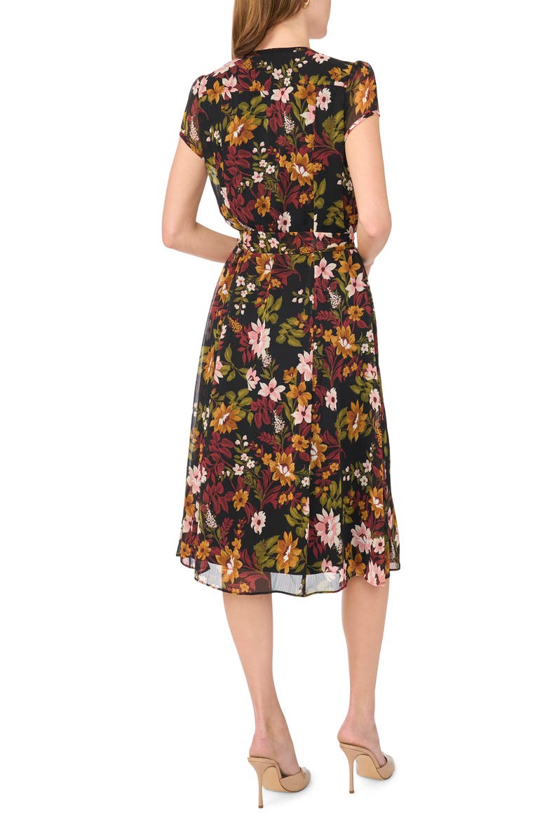 Pintucked Cap Sleeve Midi Dress, Alternate, color, MARSALA