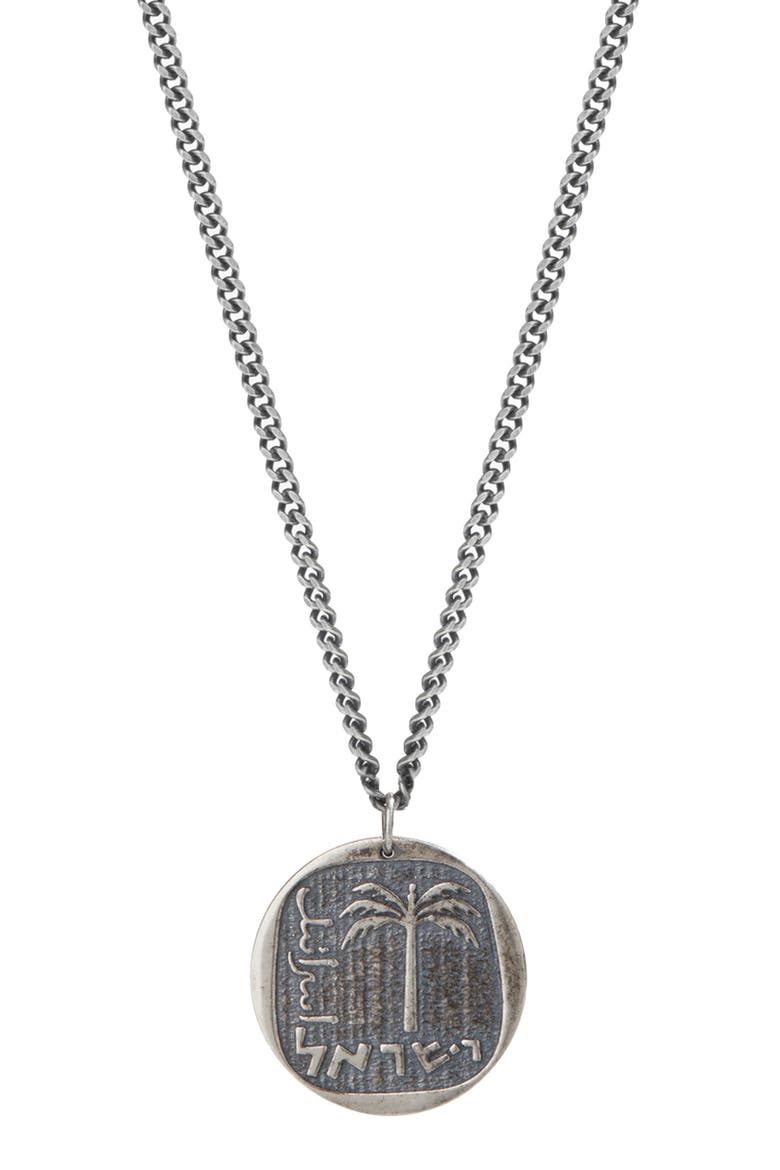 Israeli Palm Tree Pendant Necklace, Main, color, SILVER