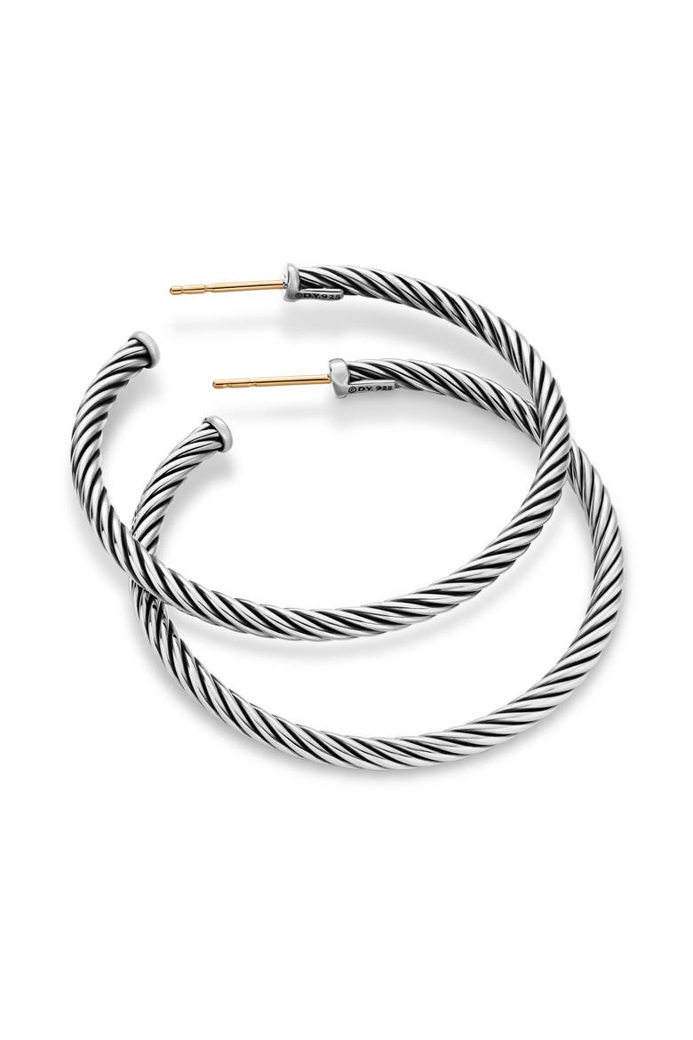 Cable Hoop Earrings, Alternate, color, SILVER