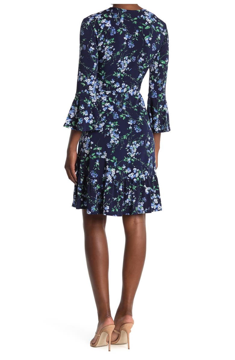 Robbie Bee Floral Bell Sleeve Wrap Dress, Alternate, color,