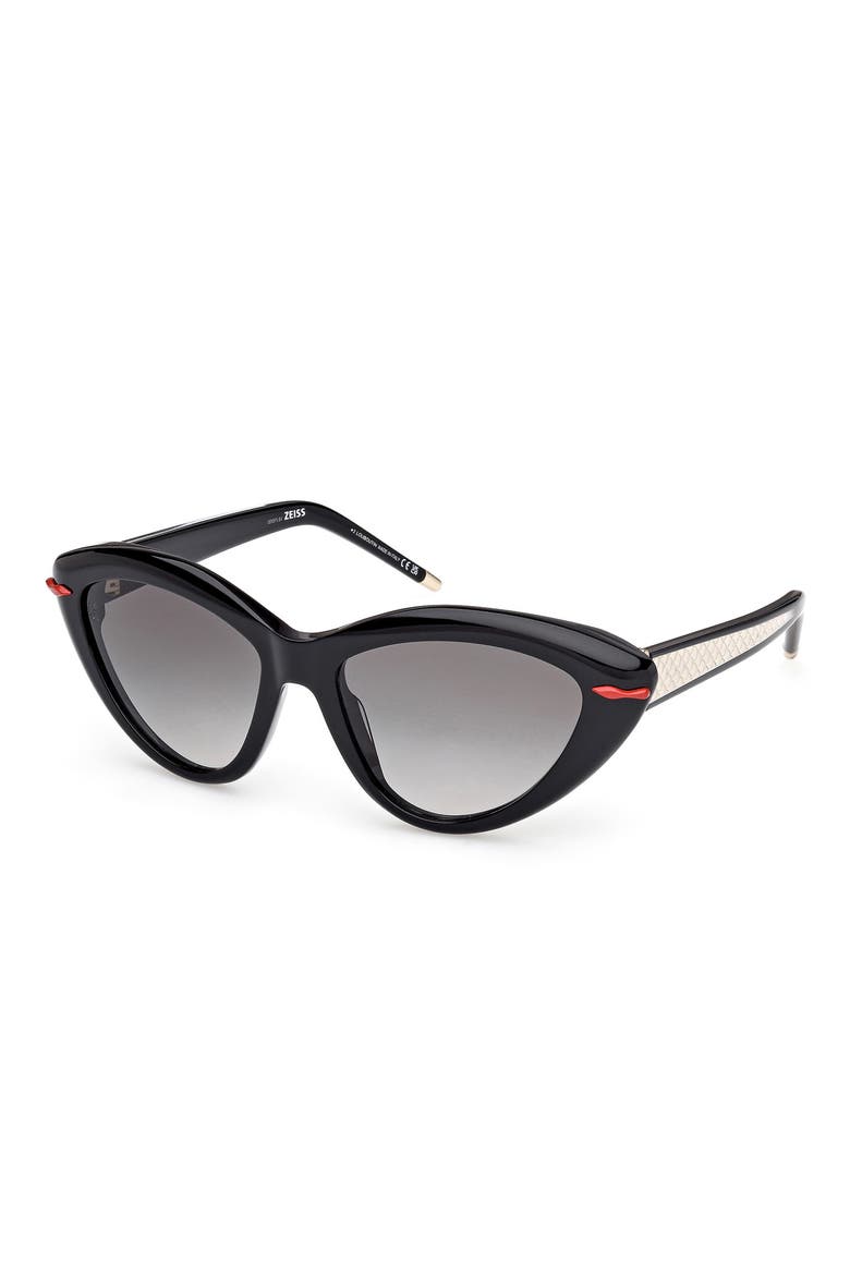 56mm Cat Eye Sunglasses, Alternate, color, BLACK GOLD / ZEISS SMOKE LENS