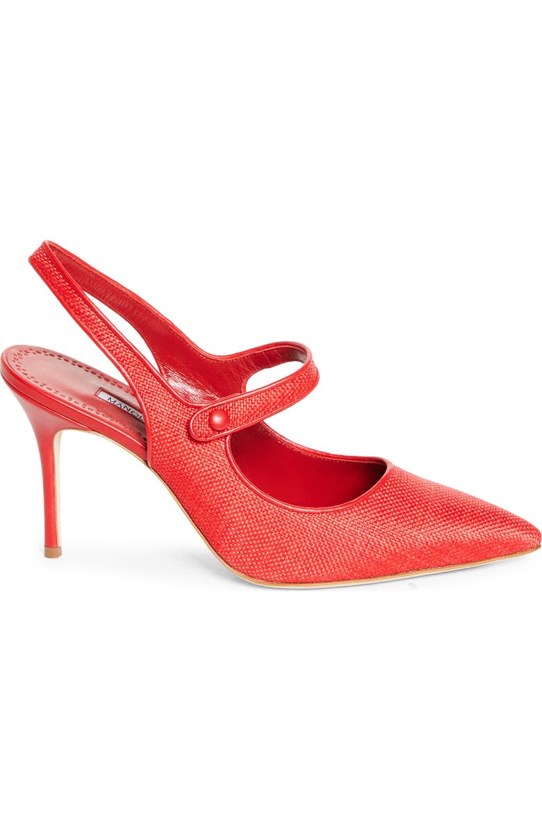 Manolo Blahnik Camparisli Pointed Toe Mary Jane Slingback Pump, Alternate, color, Bright Red/ Bright Red
