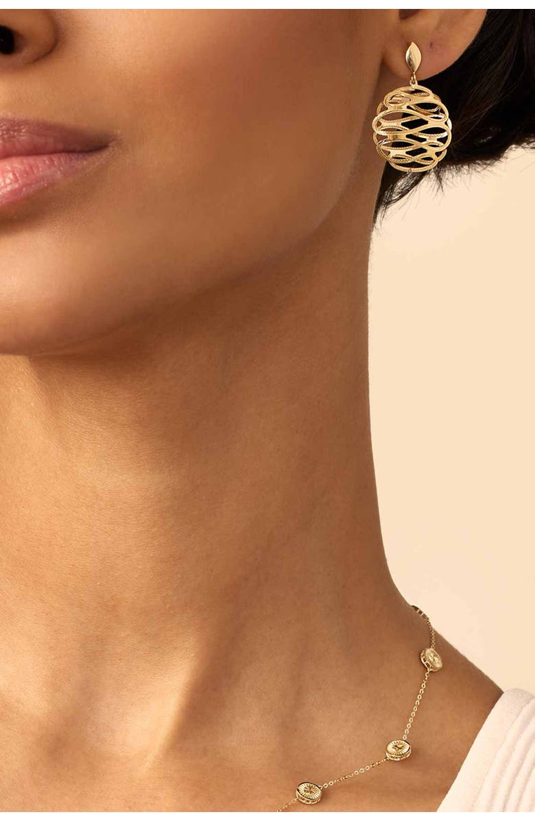 Oradina 14K Yellow Gold Revello Drop Earrings, Alternate, color, Yellow Gold