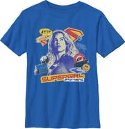 Supergirl Boy's Supergirl Pop Art Stickers and Badges Graphic T-Shirt