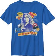Supergirl Boys' Pop Art Stickers and Badges Graphic Short Sleeve T-Shirt