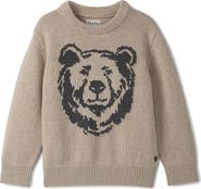 Hatley Kids' Bear Intarsia Cotton Crewneck Sweater