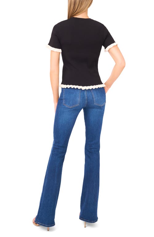 Ted Baker Ruffle Short Sleeve Sweater In Black