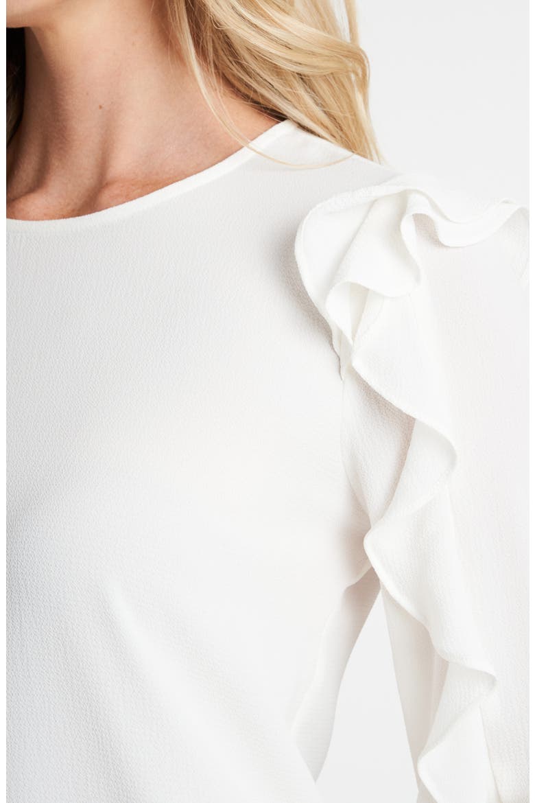 Ruffle Sleeve Crepe Top, Alternate, color, SOFT ECRU