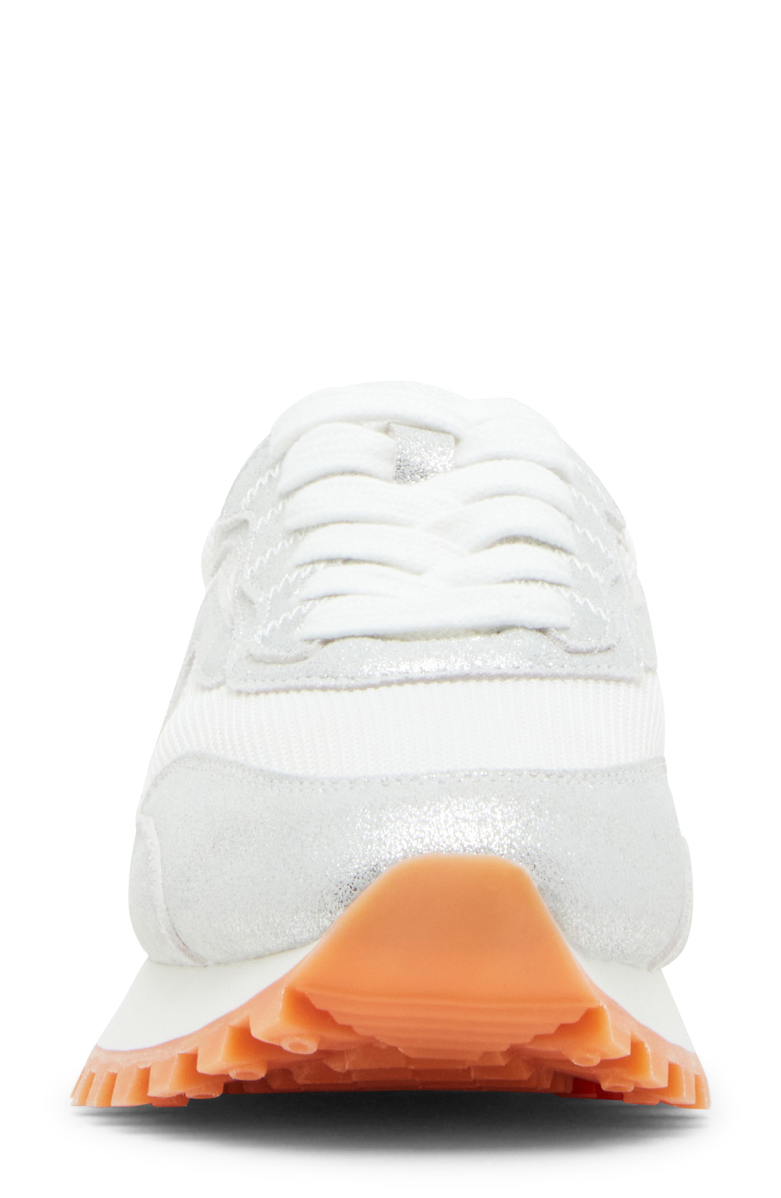 Blondo Lois Retro Waterproof Running Sneaker, Alternate, color, Silver Leather