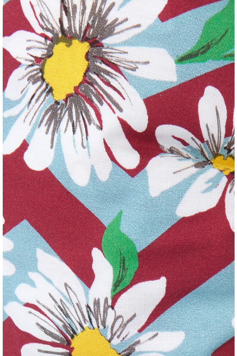 Zigzag & Daisy Print Scarf Face Mask, Alternate, color, TURQ RED
