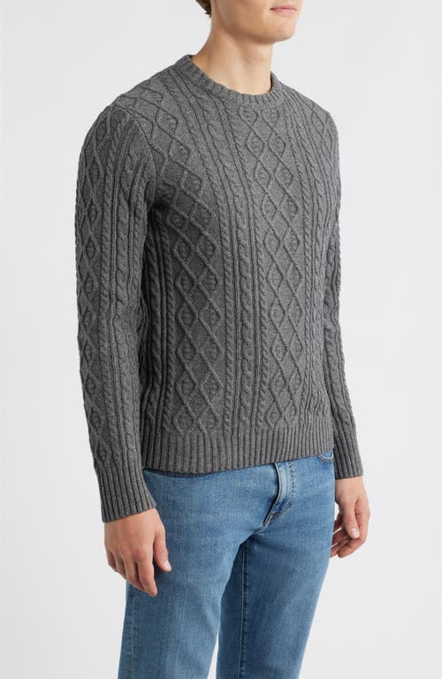 James Campbell Foyer Cable Stitch Cotton & Wool Blend Sweater In Gray