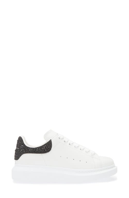 Alexander Mcqueen White Oversized Sneakers With Strass Black Spoiler In White/black/jet