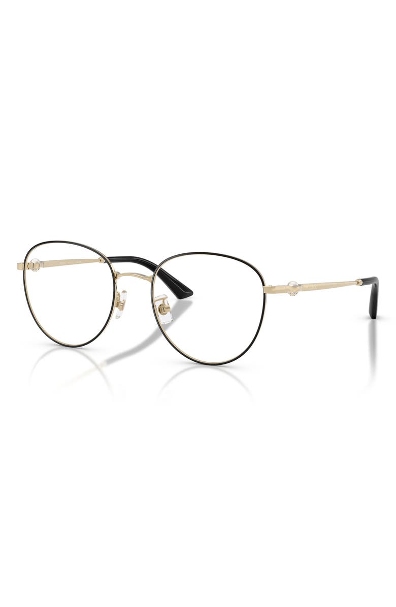 Jimmy Choo 54mm Round Optical Glasses, Alternate, color, Pale Gold/ Black / Demo Lens