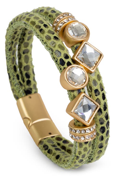 Crystal Faux Leather Bracelet