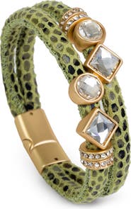 SAACHI Crystal Faux Leather Bracelet