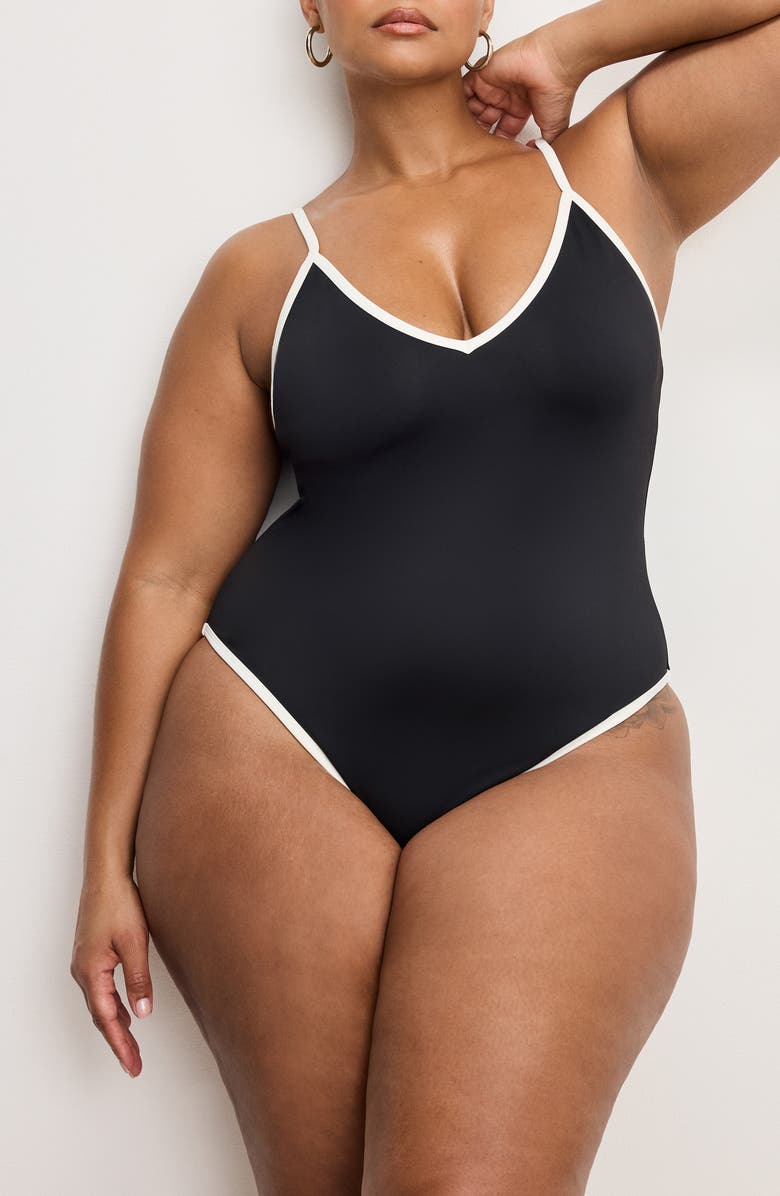 Good American Compression Deep Dive One-Piece Swimsuit, Alternate, color, Black001