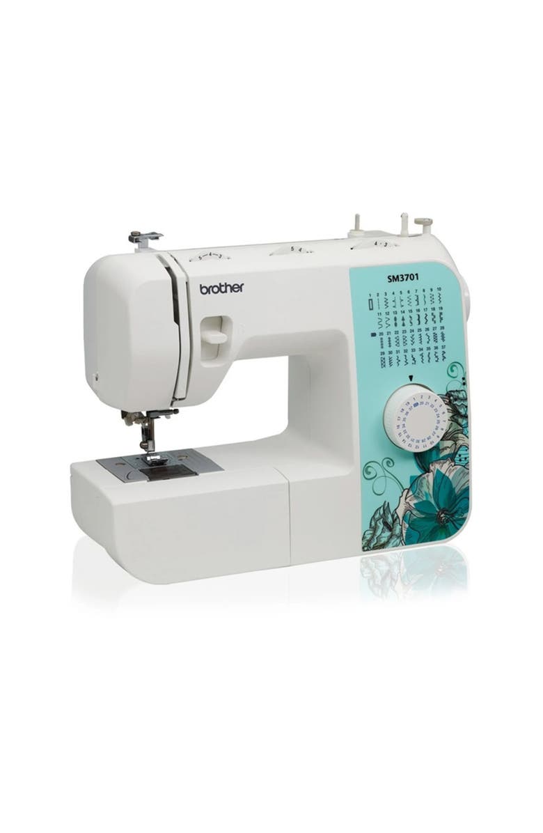 Brother Electric Sewing Machine with 37 Built-In Stitches and Automatic Threading, Alternate, color, White And Blue
