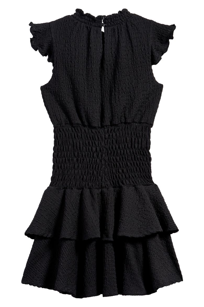Kids' Smocked Knit Party Dress, Alternate, color, BLACK