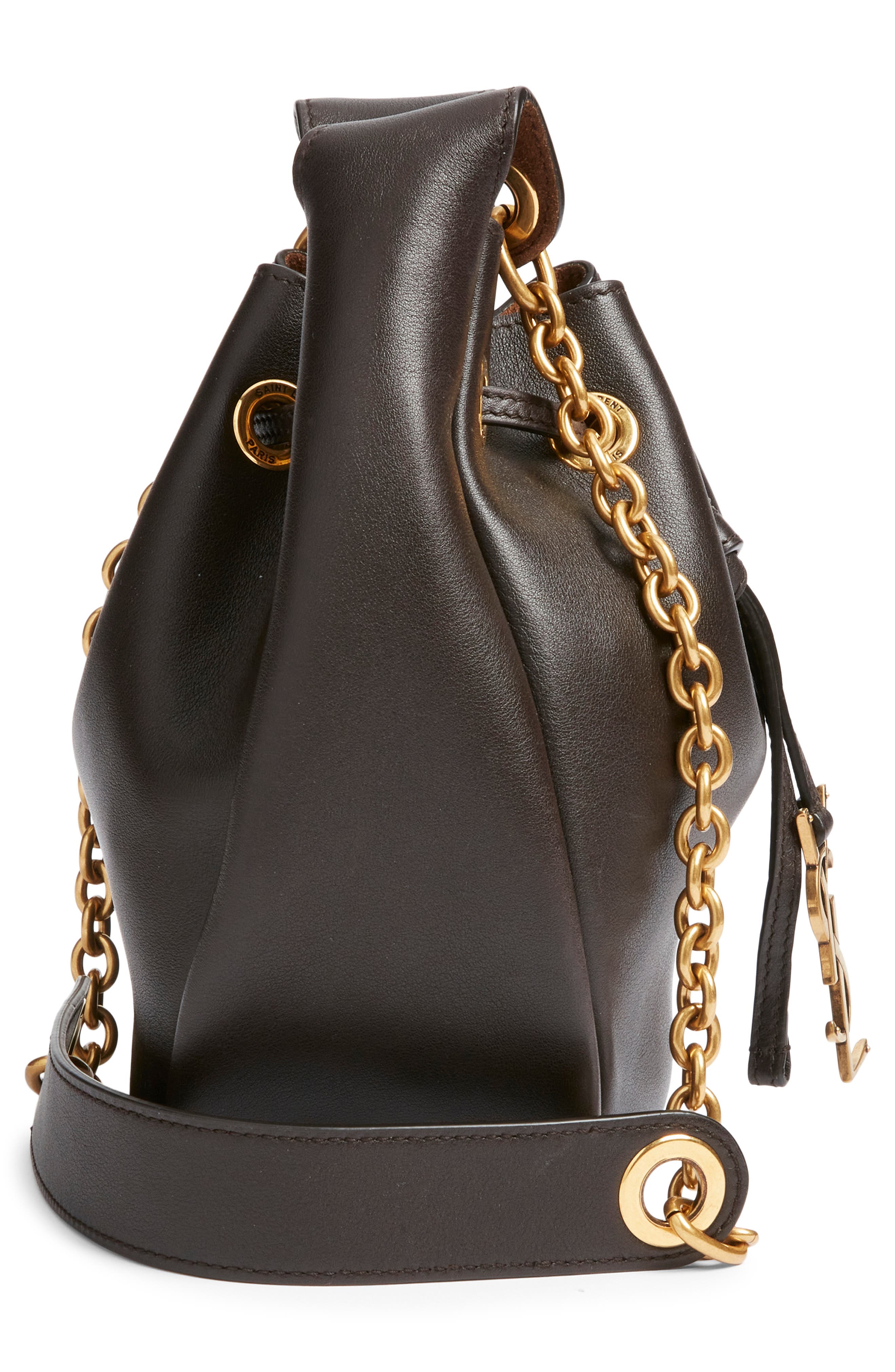 Paris VII Leather Bucket Bag, Alternate, color, FONDENTE/ DARK CIGAR