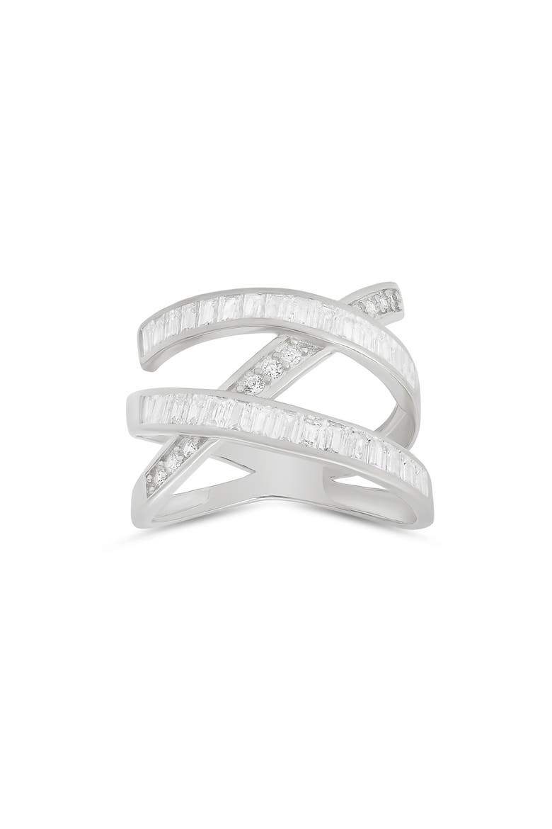 Cubic Zirconia Highway Statement Ring, Main, color, SILVER