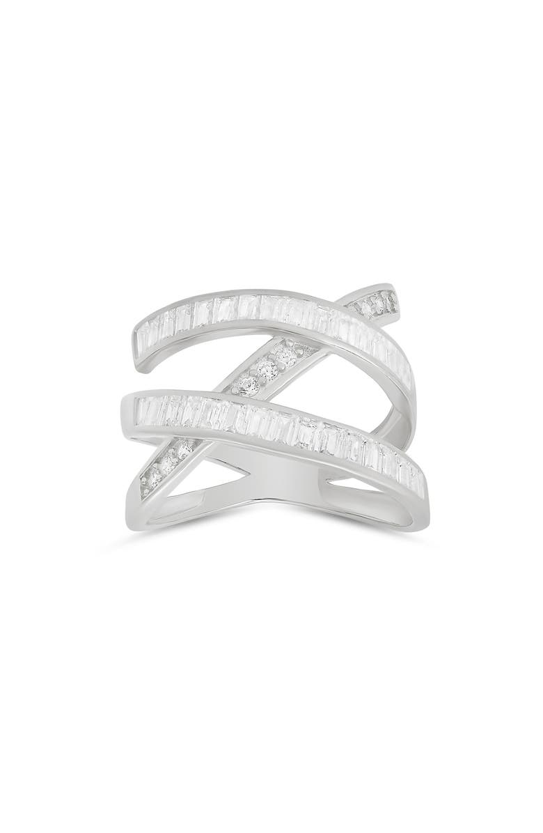 Queen Jewels Cubic Zirconia Highway Statement Ring, Main, color, Silver