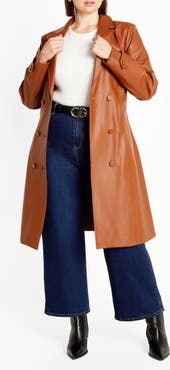 City Chic Briella Faux Leather Trench Coat