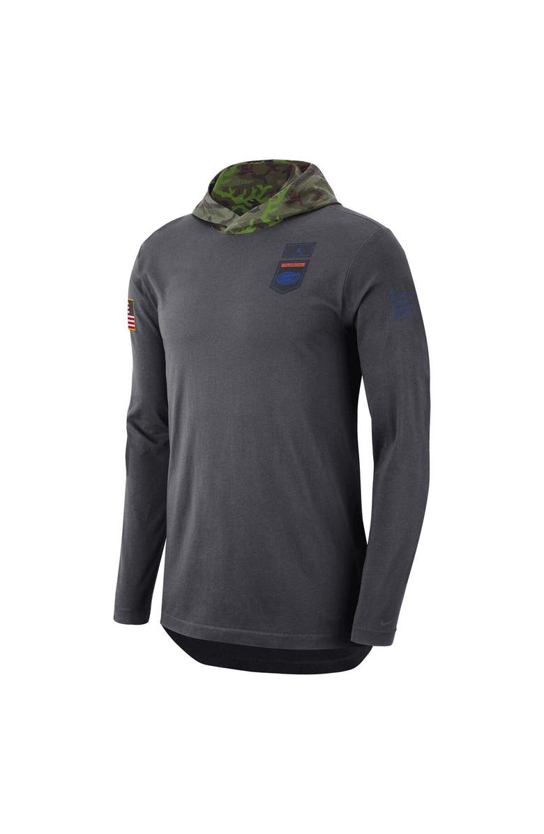 Jordan Brand Men's Nike Anthracite Florida Gators Military Long Sleeve Hoodie T-Shirt, Alternate, color, Anthracite