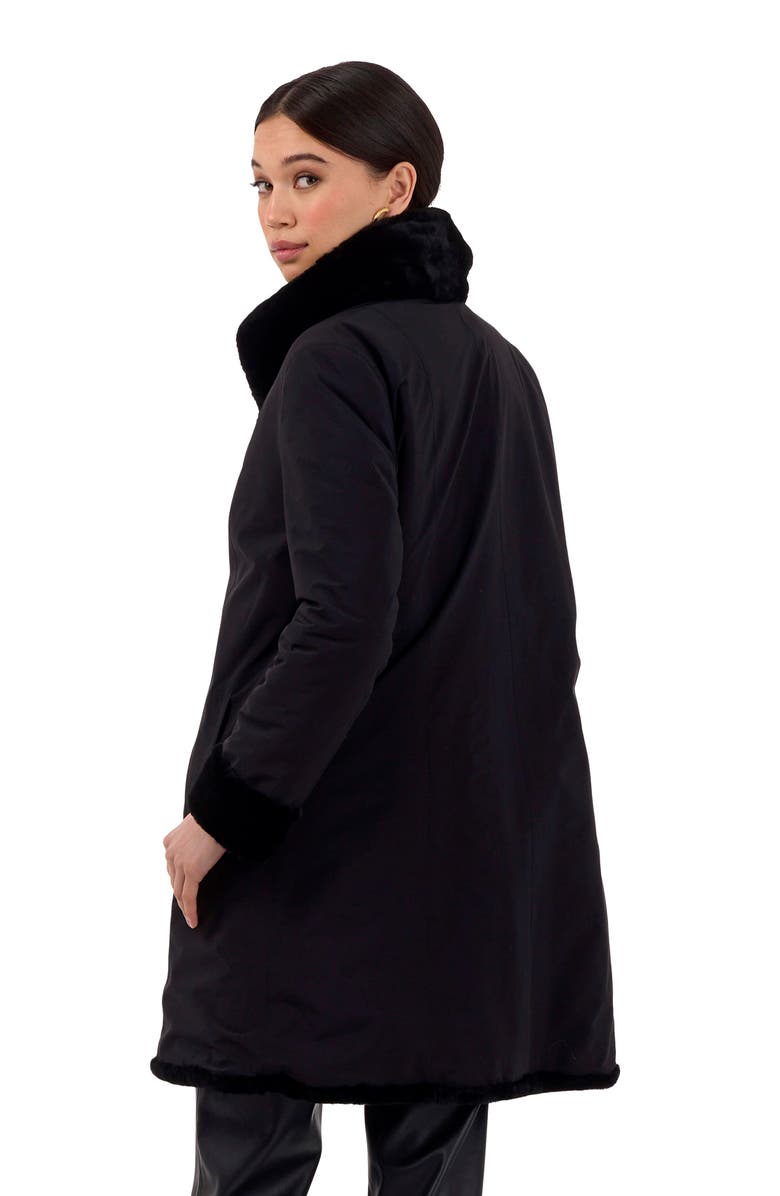 GORSKI Genuine Shearling Stroller, Reversible To Taffeta, Belt, Alternate, color, Black/Black