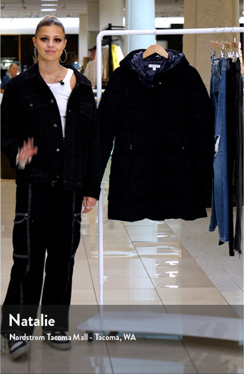 Water Repellent Houndstooth Flocked Puffer Coat, sales video thumbnail