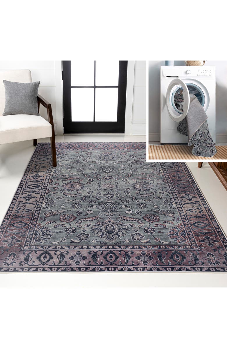 JONATHAN Y Victoria Ornate Persian All-Over Machine-Washable Area Rug, Main, color, Purple/Gray