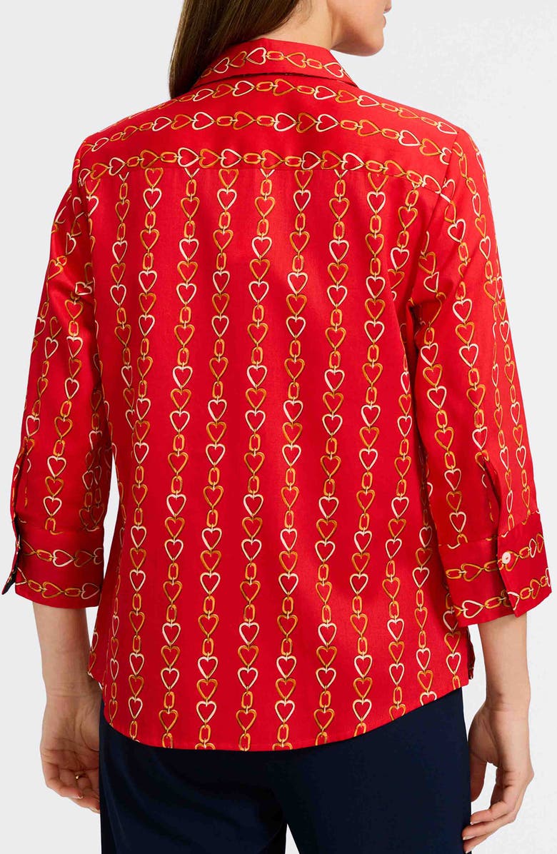 Foxcroft Mary Love Chain Print Cotton Button-Up Shirt, Alternate, color, 