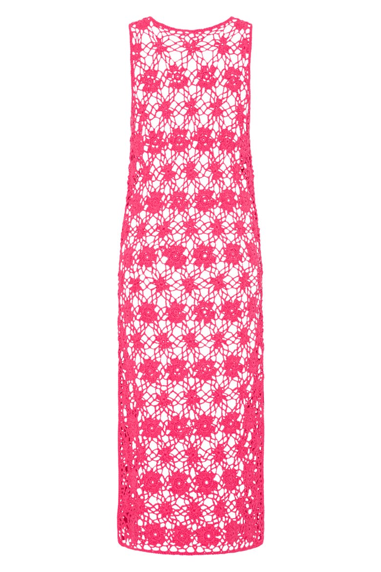 Crochet Midi Cover-Up Dress, Alternate, color, PINK