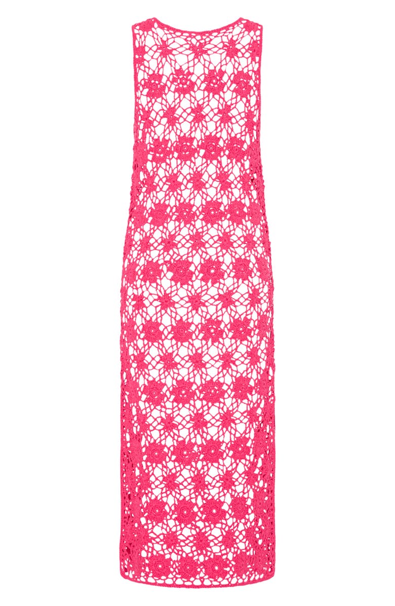 Milly Crochet Midi Cover-Up Dress, Alternate, color, Pink