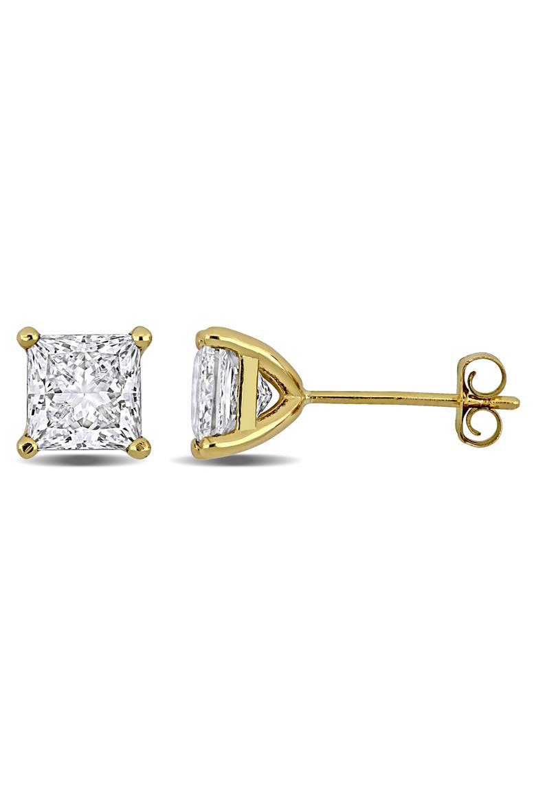 Lab-Grown Diamond Princess Stud Earrings 14k, Main, color, Yellow Gold