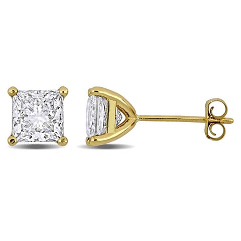 Lab-Grown Diamond Princess Stud Earrings 14k
