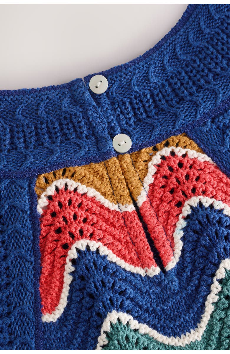 NEXT Stripe Open Stitch Sleeveless Cotton Sweater, Alternate, color, Blue