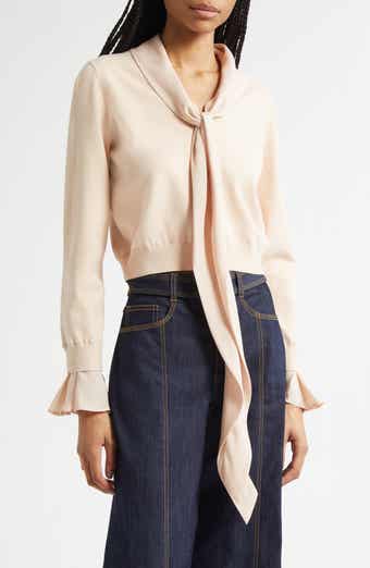 Cinq à Sept Lenu Tie Neck Crop Sweater