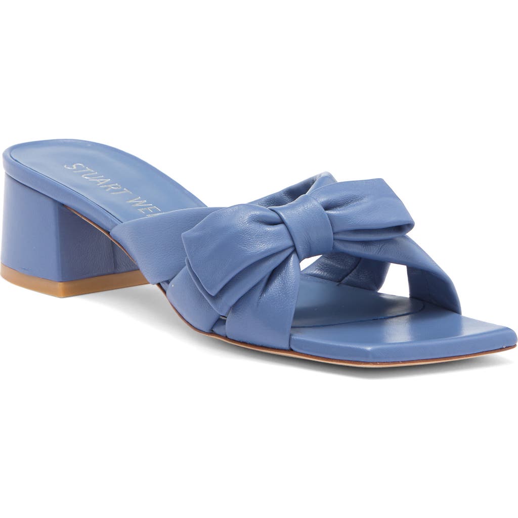 Stuart Weitzman Sofia Bow Sandal In Blue Steel