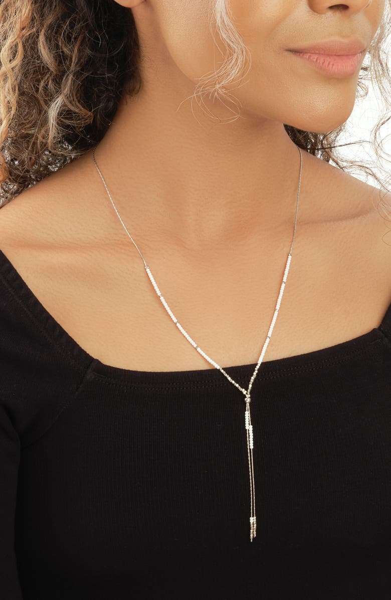 Sterling Forever Beaded Sliding Bolo Necklace, Alternate, color, 