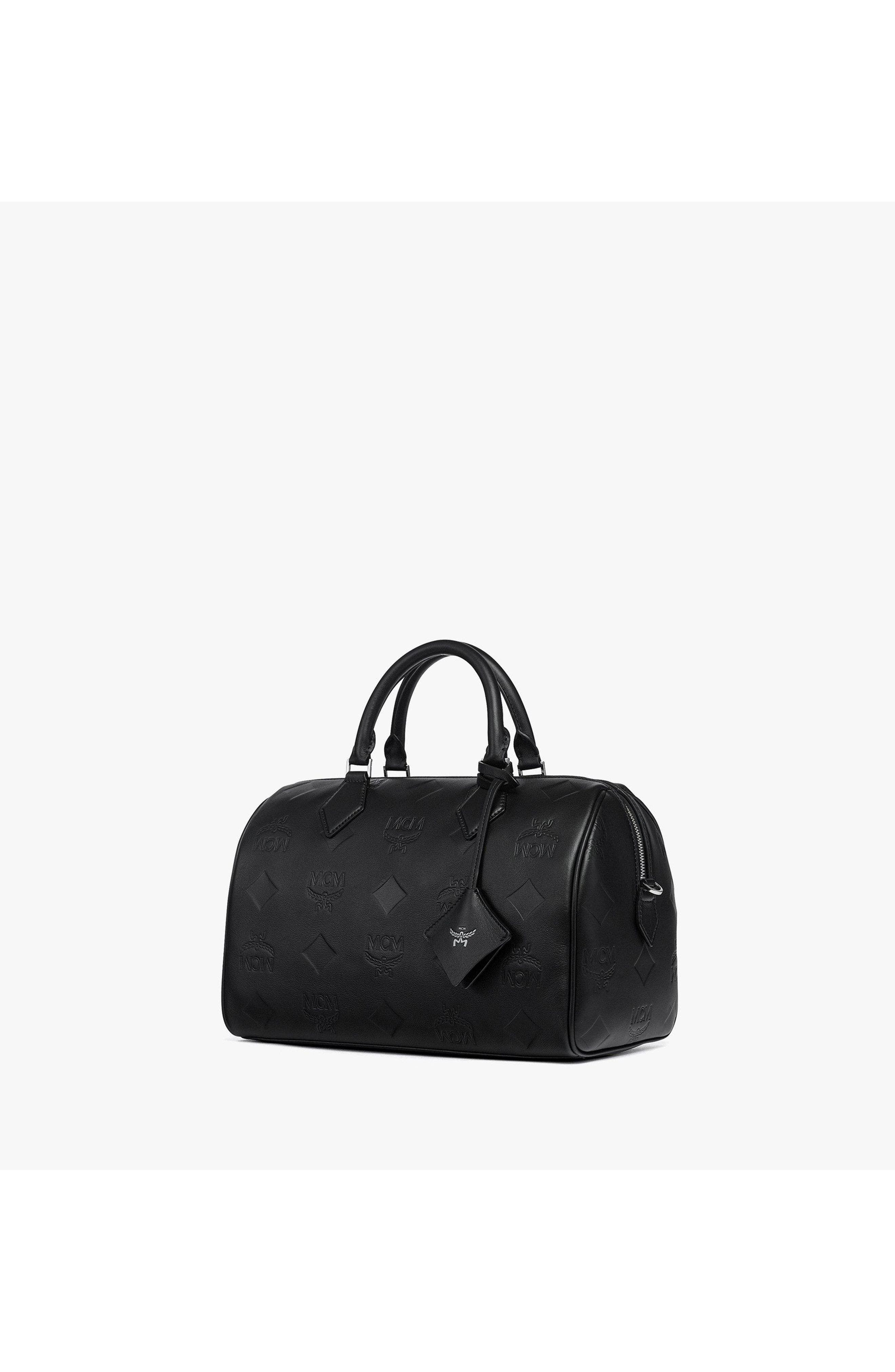 Ella Boston Bag in Maxi Monogram Leather, Alternate, color, Black