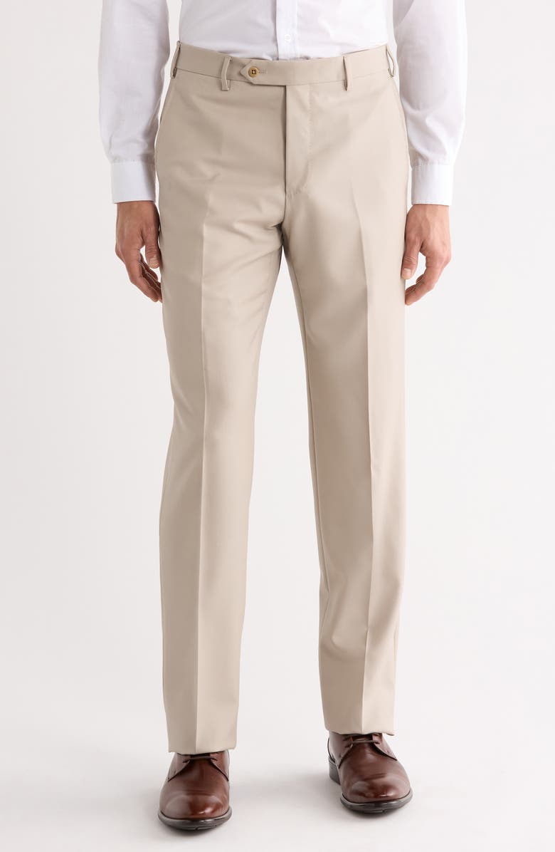 Zanella Devon Super 110s Serge Trousers, Main, color, Dark Beige 2