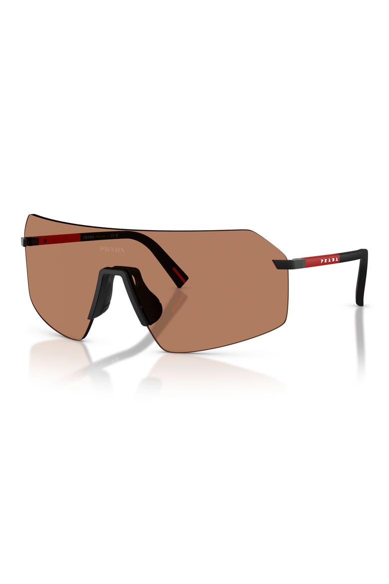 136mm Shield Sunglasses, Alternate, color, BLACK / SOLID BROWN
