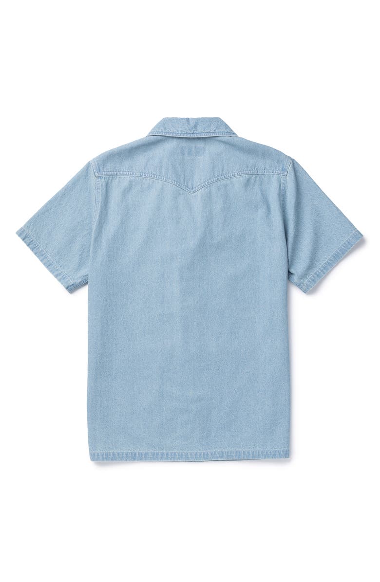 Seager Co Southpaw Whippersnapper Cotton Chambray Snap-Up Shirt, Alternate, color, Light Wash Indigo