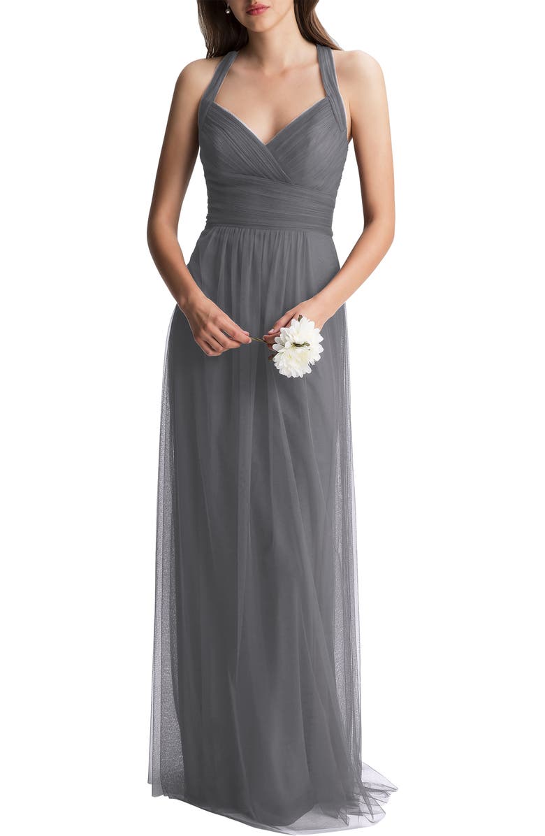 Crisscross Strap Tulle A-Line Gown