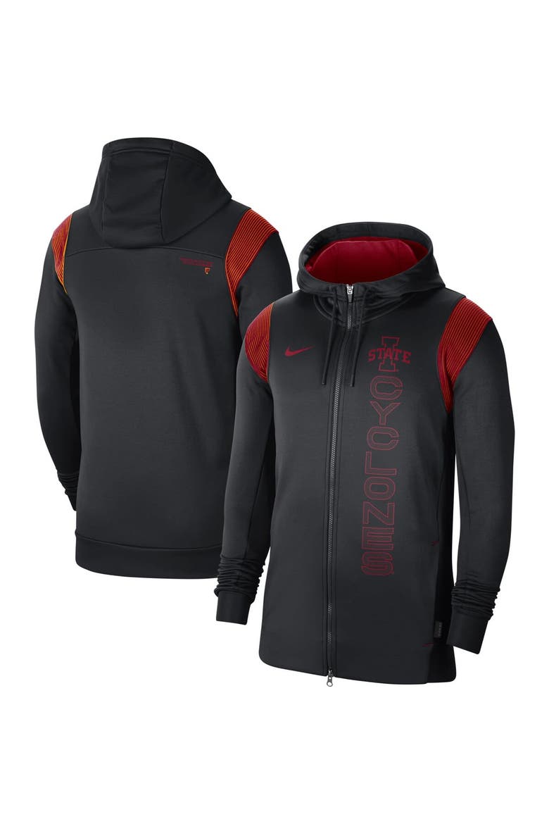 Men's Nike Black Iowa State Cyclones 2021 Sideline Performance Full-Zip Hoodie, Main, color, Black